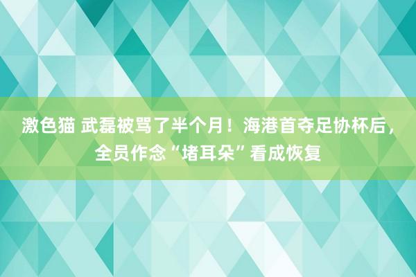 激色猫 武磊被骂了半个月！海港首夺足协杯后，全员作念“堵耳朵”看成恢复