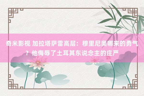 奇米影视 加拉塔萨雷高层：穆里尼奥哪来的勇气？他侮辱了土耳其东说念主的庄严